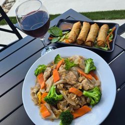 Thai Basil - Pad See Ew with egg rolls