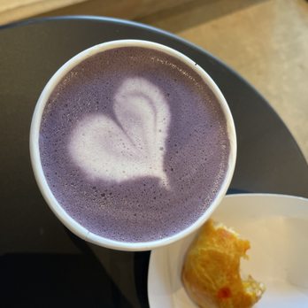 Varraco Coffee + Roasters - Ube matcha latte and a corn cheese empanada - Coffee & Tea Near Me - Palm Desert, California Varraco Coffee + Roasters - Ube matcha latte and a corn cheese empanada - Coffee & Tea Near Me - Palm Desert, California