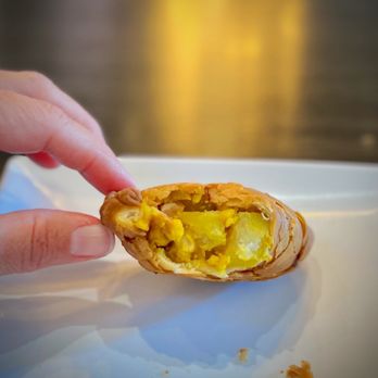 Thai Thyme - Inside the chicken curry puffs- really nice! But I liked the veggie ones better - Thai Near Me - Monrovia, California
