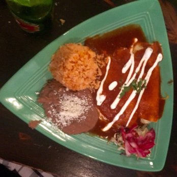 Maggie's Blue Rose - Cheese enchiladas with pinto beans and Mexican rice - Mexican Near Me - Avalon, California