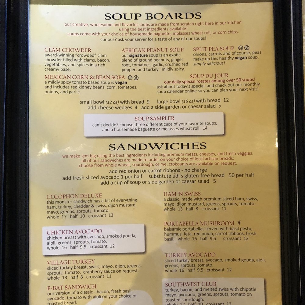Colophon Cafe - Soup and Sandwiches Menu - Salad Near Me - Bellingham, Washington