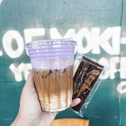 House of Mokha - Yemeni Latte w ube cold foam and Biscoff Dubai chocolate