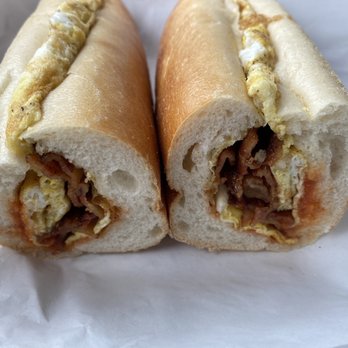 Bridgeside Deli & Grille - Bacon egg and cheese with pepper and a touch of ketchup on a long roll. - Delis Near Me - Phoenixville, Pennsylvania
