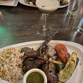 Hapy Bistro - Espresso Martini and rack of lamb plate - Mediterranean Near Me - Pismo Beach, California