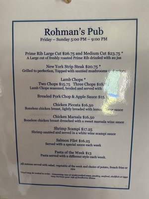 Menu photo 1 Rohman's Pub Shohola, PA