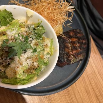 Earls Kitchen + Bar - Cajun blackened 8oz. Filet with mashed potatoes and side Caesar salad - New American Near Me - Nashville, Tennessee Earls Kitchen + Bar - Cajun blackened 8oz. Filet with mashed potatoes and side Caesar salad - New American Near Me - Nashville, Tennessee