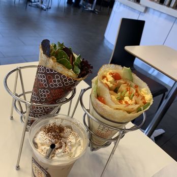 Manna Crepe - 8. Chicken Thai Crepe 1. Eggs, Goat Cheese and Avocado Crepe Cold Nutella - Creperies Near Me - Katy, Texas