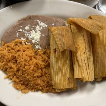 Las Jacarandas Mexican Grill - Pork tamales with rice and beans - Mexican Near Me - Merrillville, Indiana