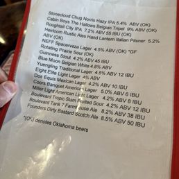 Beer menu without prices Beer menu without prices