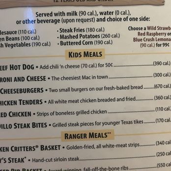 Texas Roadhouse - Kids Menu age 12 and under - Steakhouses Near Me - Fresno, California