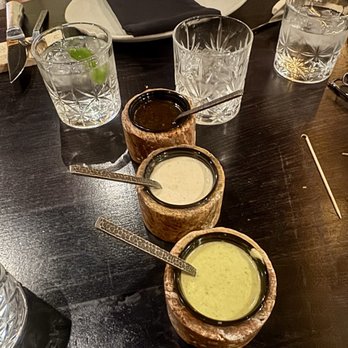 Origen - Creama and red sauce and green sauce.  So yummy - Steakhouses Near Me - Gilbert, Arizona