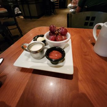 Blue's Egg + Bakery - Fresh made strawberry jelly and cream and a bowl of complimentary grapes to tide me over while I waited for my food - Breakfast & Brunch Near Me - Milwaukee, Wisconsin