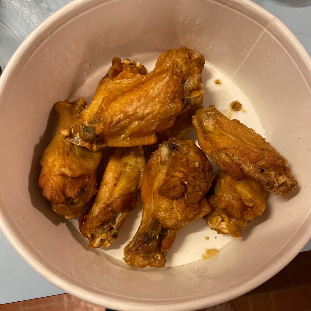 a bowl of buffalo wings