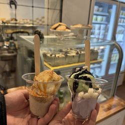 Noona's Ice Cream - L: black and white, snickerdoodle R: pandan coconut, taro
