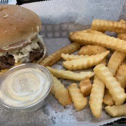 The Milk Bar - Milk Bar Burger with fries.