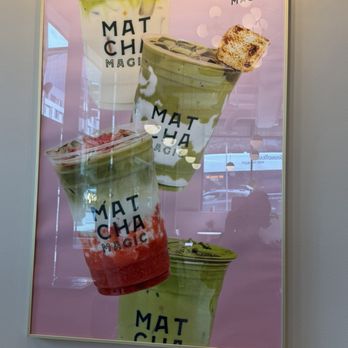 Matcha Magic - Matcha advertisement on wall - Coffee & Tea Near Me - Seattle, Washington
