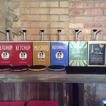 Small Cheval- Wicker Park - Condiment line-up - Burgers Near Me - Chicago, Illinois Small Cheval- Wicker Park - Condiment line-up - Burgers Near Me - Chicago, Illinois