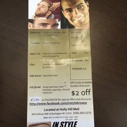 In Style Brows - Pamphlet with pricing