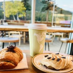 The Bird's Nest - Chocolate croissant,  coffee and cinnamon roll
