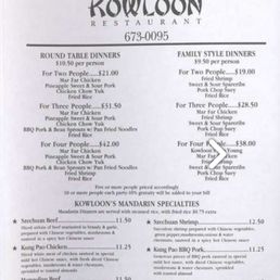 the menu for the kowloon restaurant the menu for the kowloon restaurant