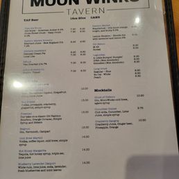 Drinks menu.