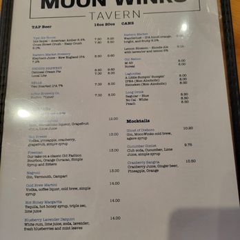 MoonWink's Cafe - Drinks menu. - Coffee & Tea Near Me - Ann Arbor, Michigan