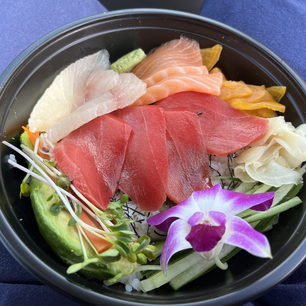 Sushi West - Tri color donburi. - Sushi Bars Near Me - Long Beach, California Sushi West - Tri color donburi. - Sushi Bars Near Me - Long Beach, California