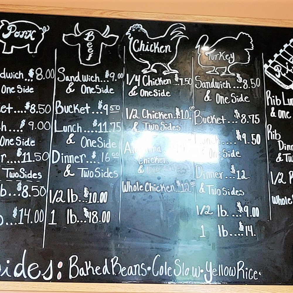 Smoking D's Downtown - The menu continued posted inside, but I have included a scanned copy as well - sorry for the glare. - Barbeque Near Me - St. Augustine, Florida