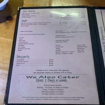 Raul & Theresa's - 4th page of menu. - Mexican Near Me - Goodyear, Arizona Raul & Theresa's - 4th page of menu. - Mexican Near Me - Goodyear, Arizona