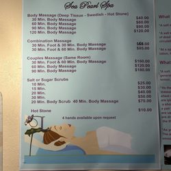 Sea Pearl Spa - Pricing 1/1/2026