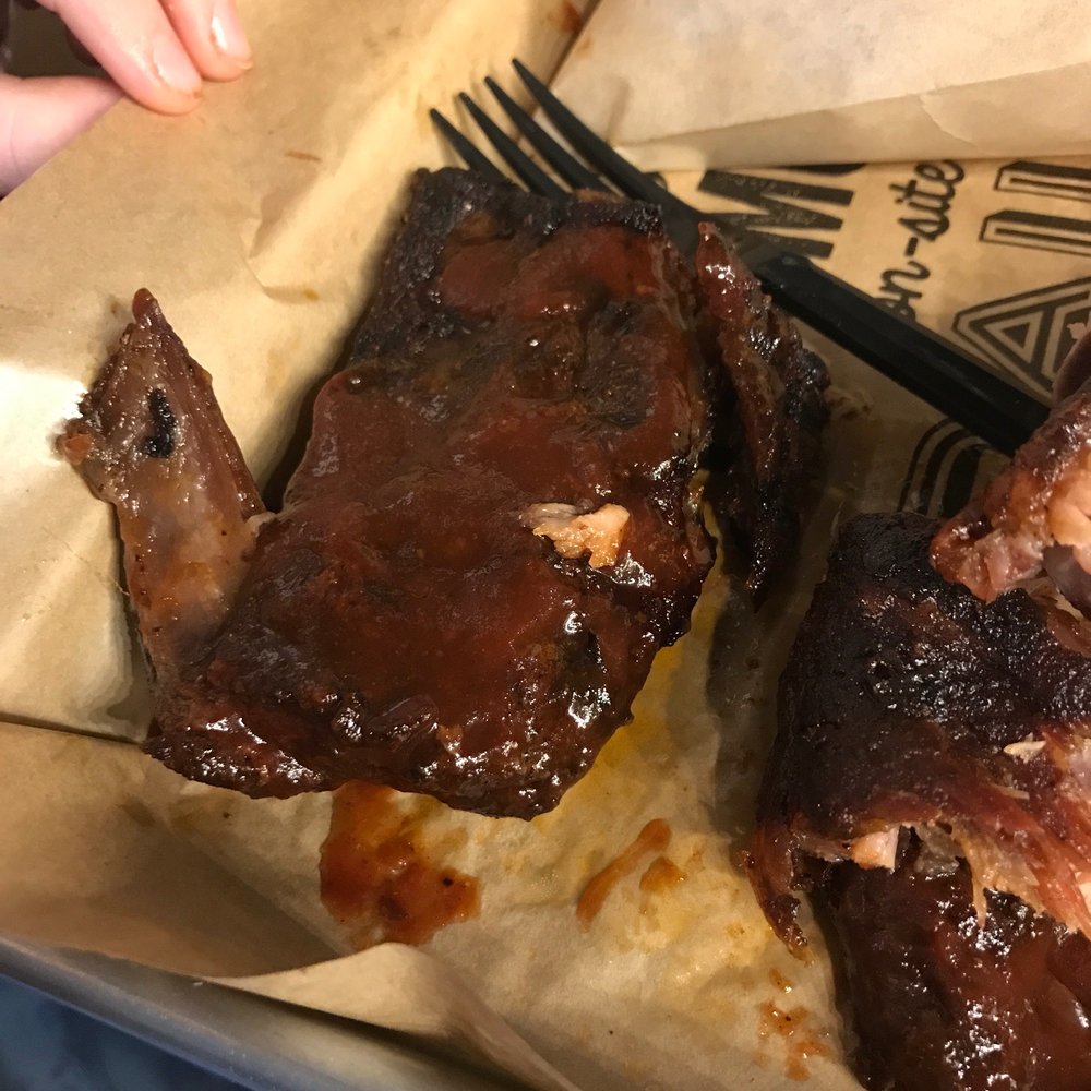 Burnt ribs that are so hard, you can use them as hockey pucks. Burnt ribs that are so hard, you can use them as hockey pucks.