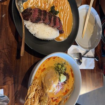 Hanuman Thai Eatery - Panag skirt steak and chicken khao soi - Thai Near Me - Costa Mesa, California Hanuman Thai Eatery - Panag skirt steak and chicken khao soi - Thai Near Me - Costa Mesa, California