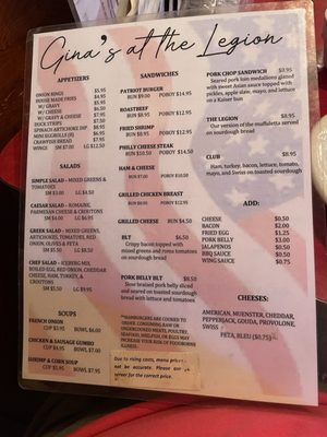 Menu photo 2 Gina's at The Legion Thibodaux, LA Menu photo 2 Gina's at The Legion Thibodaux, LA