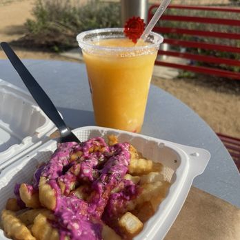 Spark - Pink fries and frozen peach drink - Burgers Near Me - Oklahoma City, Oklahoma