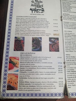 Menu photo 6 El Pilón de los Arrieros Guadalajara, JAL Menu photo 6 El Pilón de los Arrieros Guadalajara, JAL