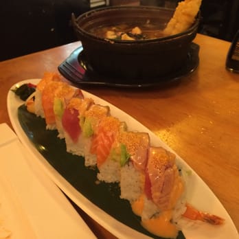Densetsu - Pink dragon roll and tempura udon - Japanese Near Me - Plano, Texas Densetsu - Pink dragon roll and tempura udon - Japanese Near Me - Plano, Texas