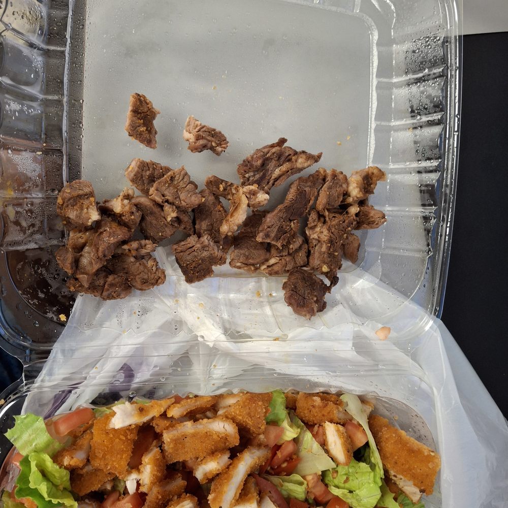 Turnpike Burgers Grill - This is 7 dollars extra steak. For a 30 dollar salad. They had the gall to think there was more steak hidden in the lettuce - Burgers Near Me - Fresh Meadows, New York Turnpike Burgers Grill - This is 7 dollars extra steak. For a 30 dollar salad. They had the gall to think there was more steak hidden in the lettuce - Burgers Near Me - Fresh Meadows, New York