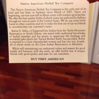 Native American Herbal Tea Company - Business description and founder bio. - Coffee & Tea Near Me - Aberdeen, South Dakota Native American Herbal Tea Company - Business description and founder bio. - Coffee & Tea Near Me - Aberdeen, South Dakota