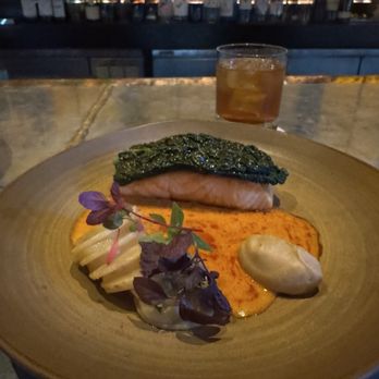 The Commoner - Salmon with smoked tomato sauce - New American Near Me - Pittsburgh, Pennsylvania
