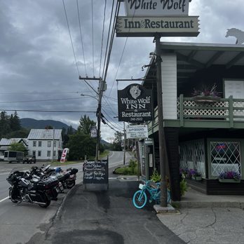 White Wolf Inn & Restaurant - two motorcycles parked in front of the restaurant - Burgers Near Me - Eustis, Maine