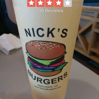 Nick's Burgers - Medium size drink comes with hamburger combo - Burgers Near Me - Redlands, California