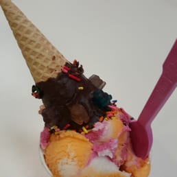 My daughter enjoyed upside down chocolate cone My daughter enjoyed upside down chocolate cone