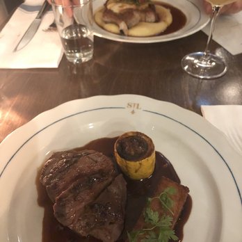 St Lawrence Restaurant - Roasted lamb, potato, sausage-stuffed zucchini, mint jus - French Near Me - Vancouver, British Columbia St Lawrence Restaurant - Roasted lamb, potato, sausage-stuffed zucchini, mint jus - French Near Me - Vancouver, British Columbia