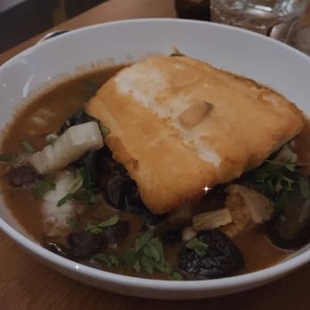 Torafuku - Ling cod $38 napa cabbage, wood ear mushroom, satay - Asian Fusion Near Me - Vancouver, British Columbia Torafuku - Ling cod $38 napa cabbage, wood ear mushroom, satay - Asian Fusion Near Me - Vancouver, British Columbia