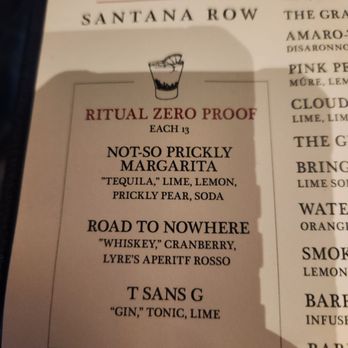 LB Steak - Ritual zero proof cocktail menu - Steakhouses Near Me - San Jose, California