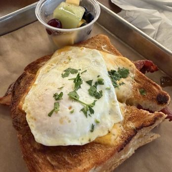 The Exchange Hall - Dalas Croque Madame with bacon - Food Court Near Me - Dallas, Texas
