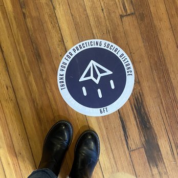 Paper Plane Coffee - Social distancing stickers spaced out on the floor! - Coffee Roasteries Near Me - Montclair, New Jersey