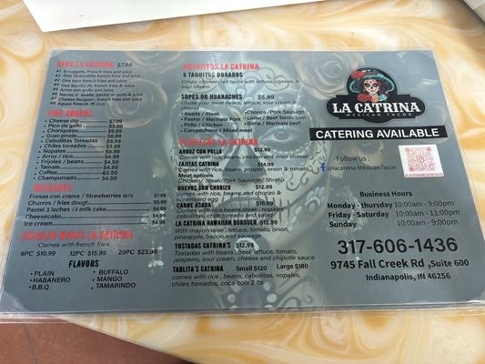 Menu photo 1 La Catrina Mexican Tacos Indianapolis, IN Menu photo 1 La Catrina Mexican Tacos Indianapolis, IN