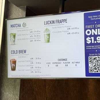 Luckin Coffee - Tv menu of drinks - Coffee & Tea Near Me - New York, New York