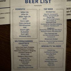 Cow Tippers Pub & Eatery - Cow Tipper's drink list